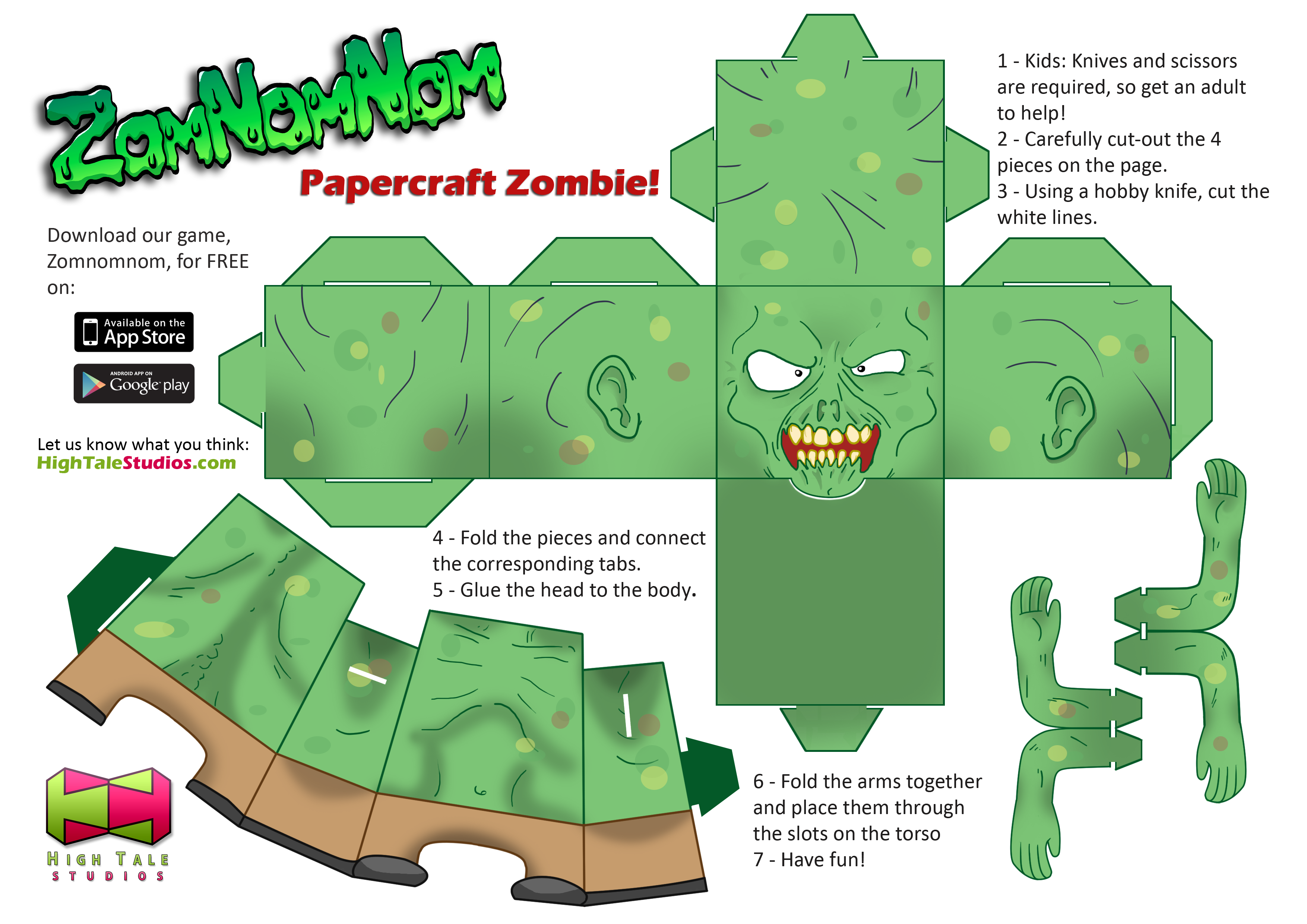 Zombie Minecraft Paper Craft Model